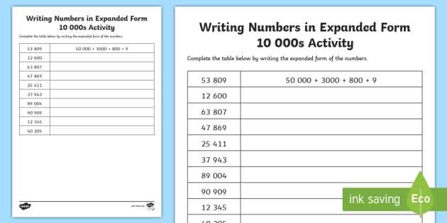 numbers in expanded form worksheets