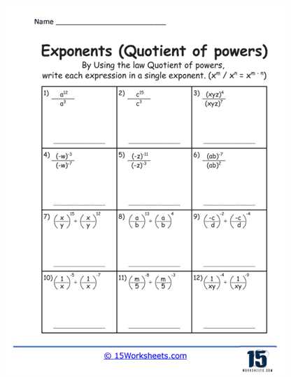 order of operations with exponents worksheet
