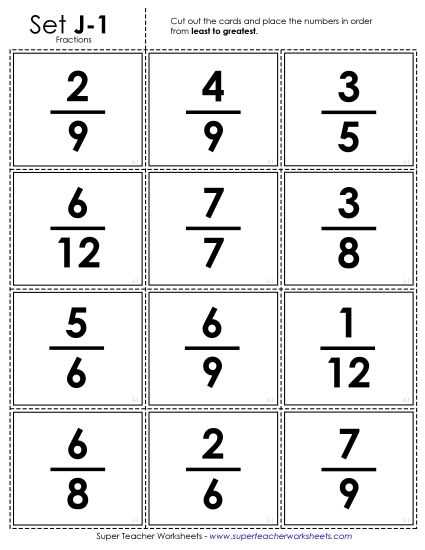 ordering fractions worksheets