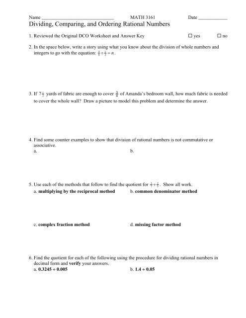 ordering rational numbers worksheet ordering rational numbers worksheet