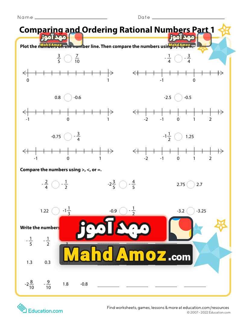 ordering rational numbers worksheet ordering rational numbers worksheet