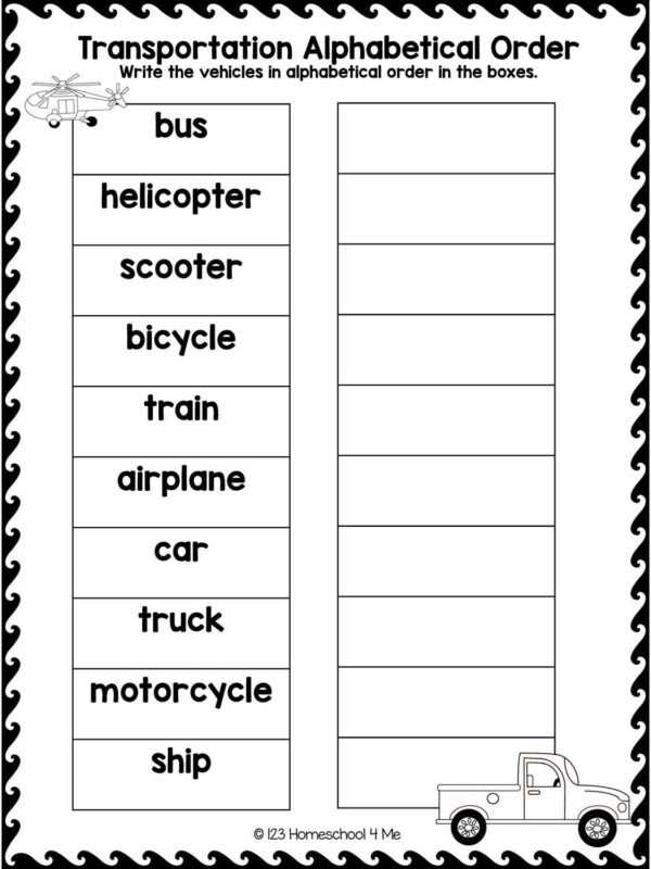 ordering the alphabet worksheets