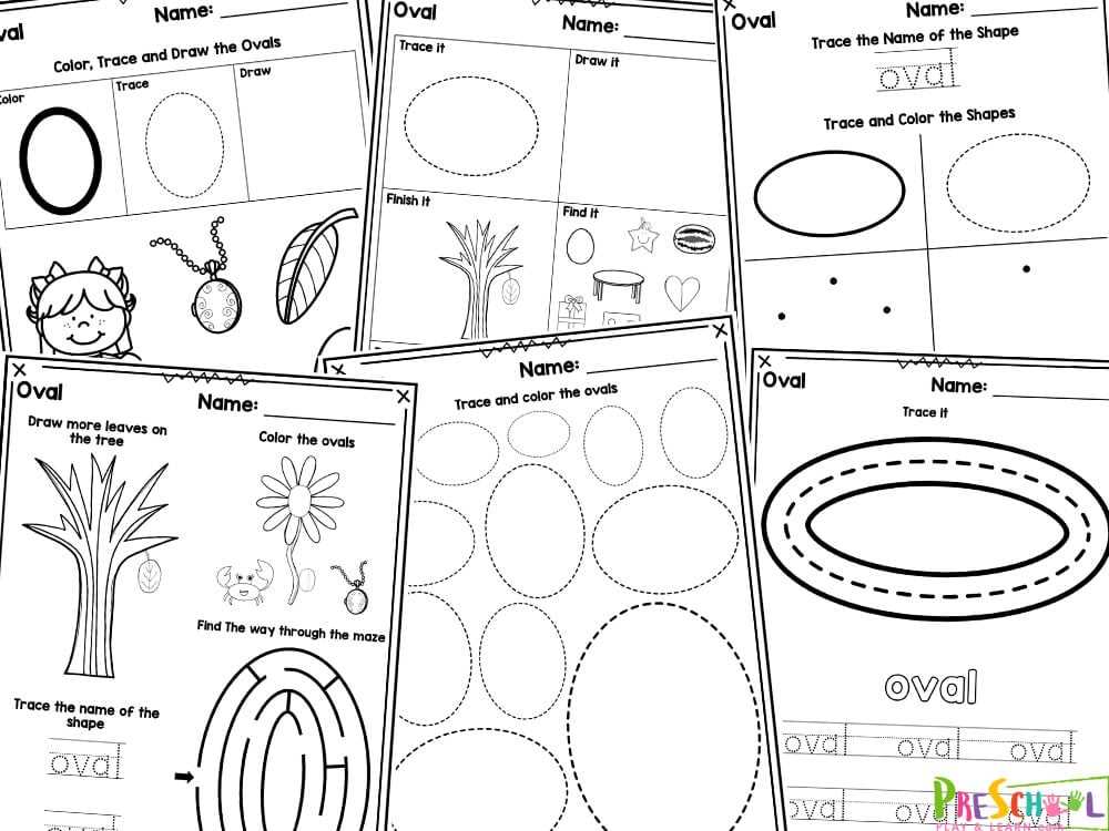 oval worksheets for preschool
