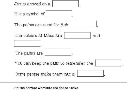 palm sunday worksheet for kids
