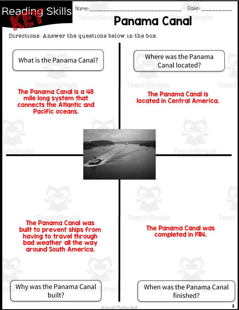 panama canal worksheet
