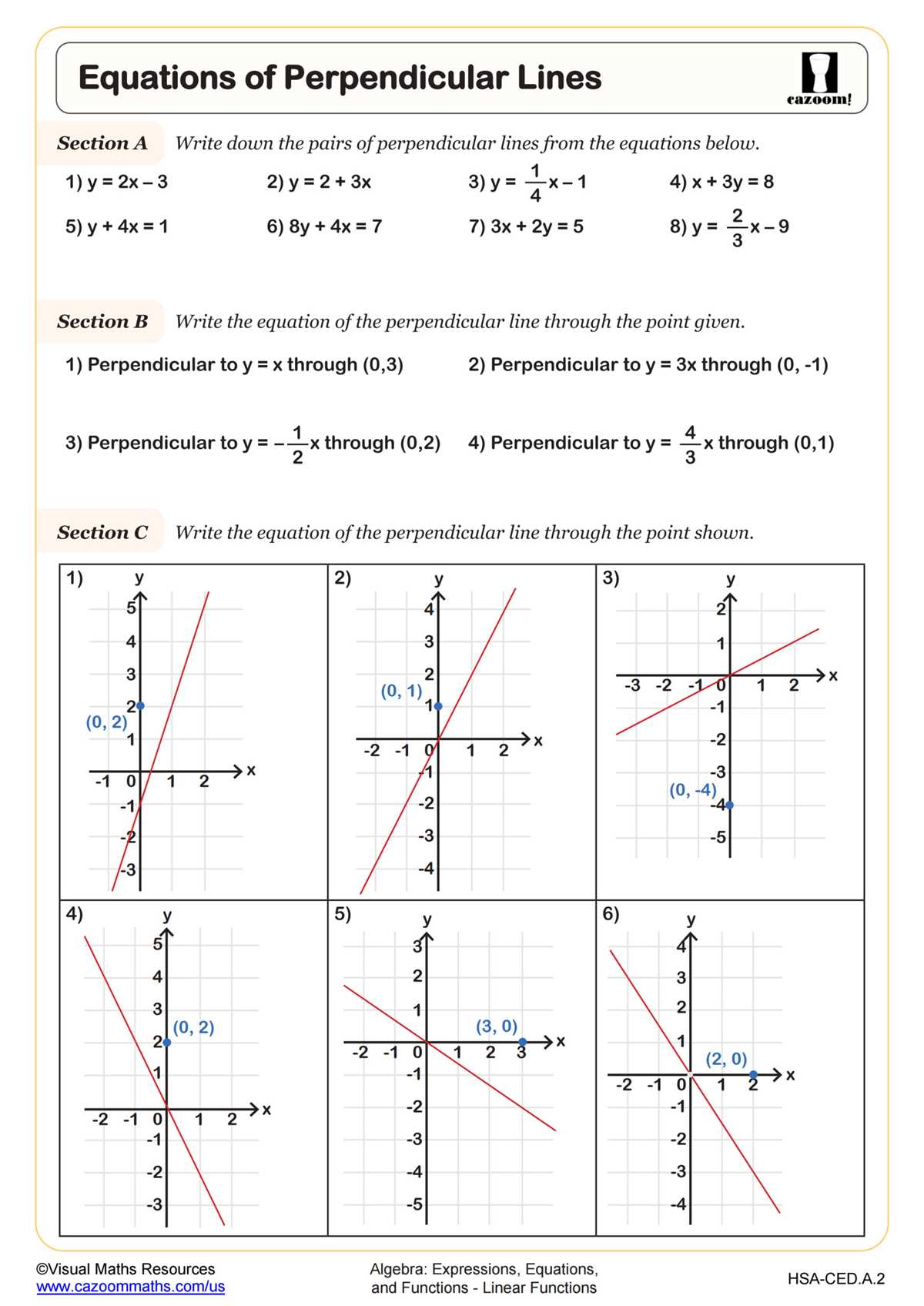 parallel and perpendicular lines algebra 1 worksheet