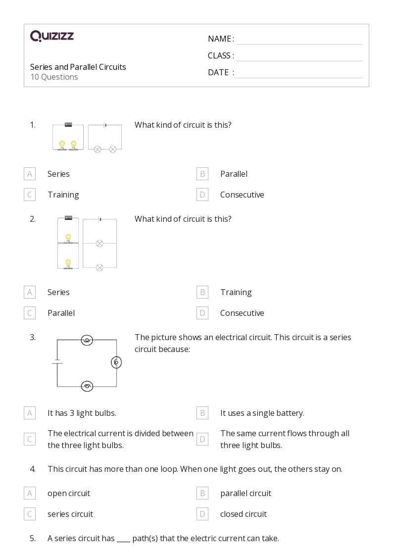 parallel circuit worksheet