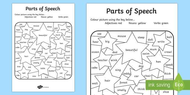 parts of speech practice worksheet