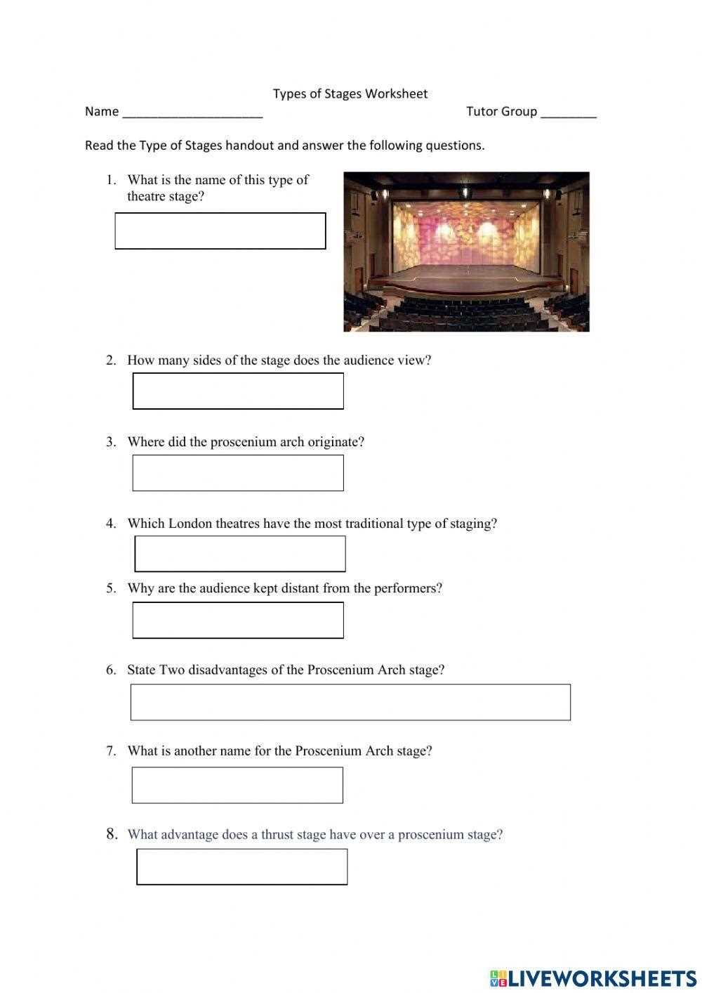 parts of the stage worksheet