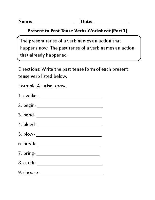past and present tense worksheet past and present tense worksheet