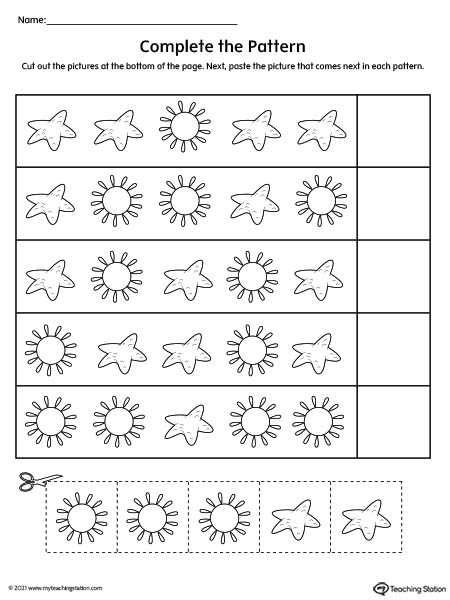 pattern worksheet kindergarten
