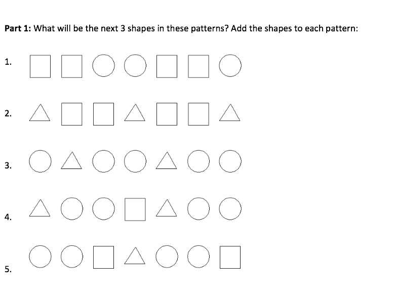 patterns in shapes worksheets