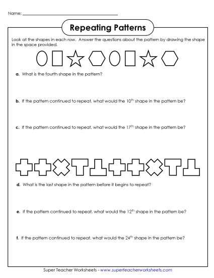 patterns in shapes worksheets