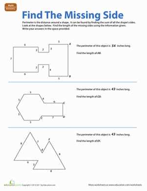 perimeter of irregular shapes worksheets