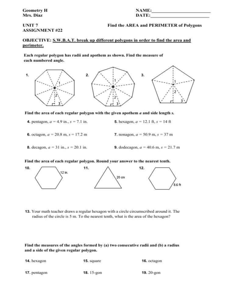 perimeter of polygons worksheet