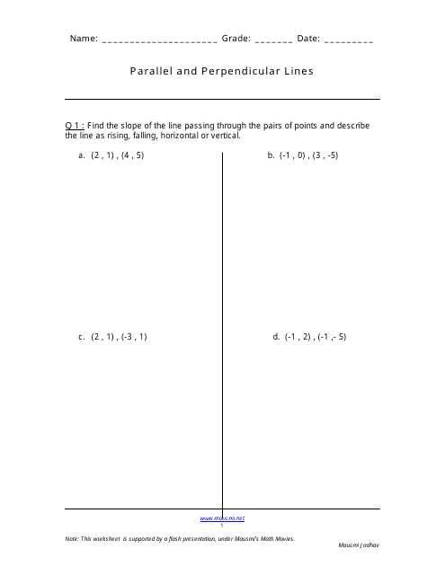 perpendicular and parallel lines worksheet