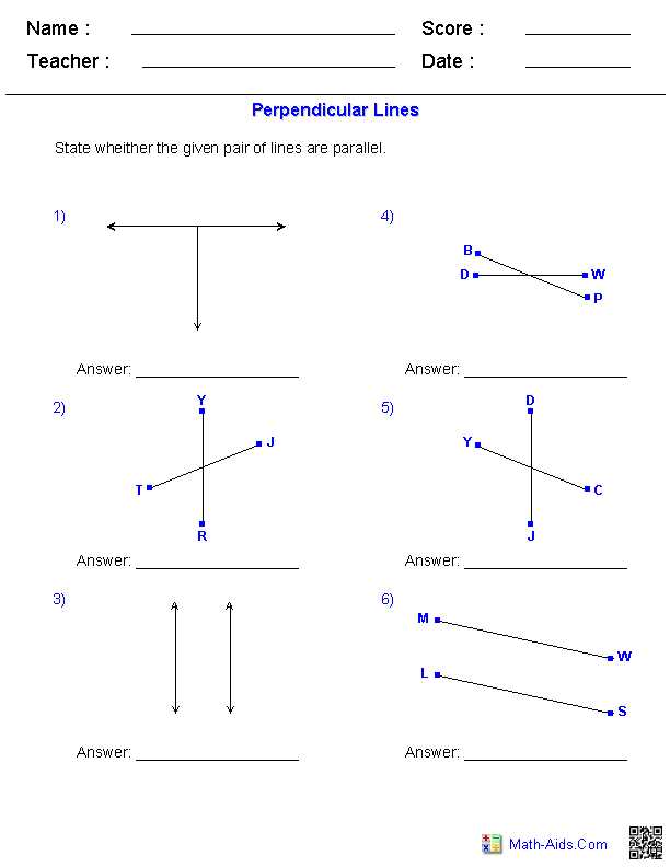 perpendicular and parallel lines worksheet