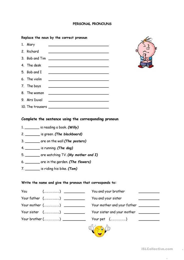 personal pronoun worksheets