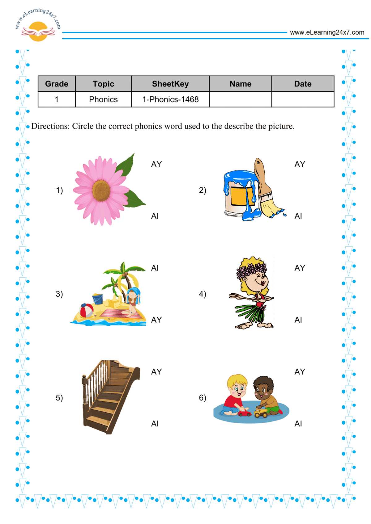 phonics worksheets grade 1
