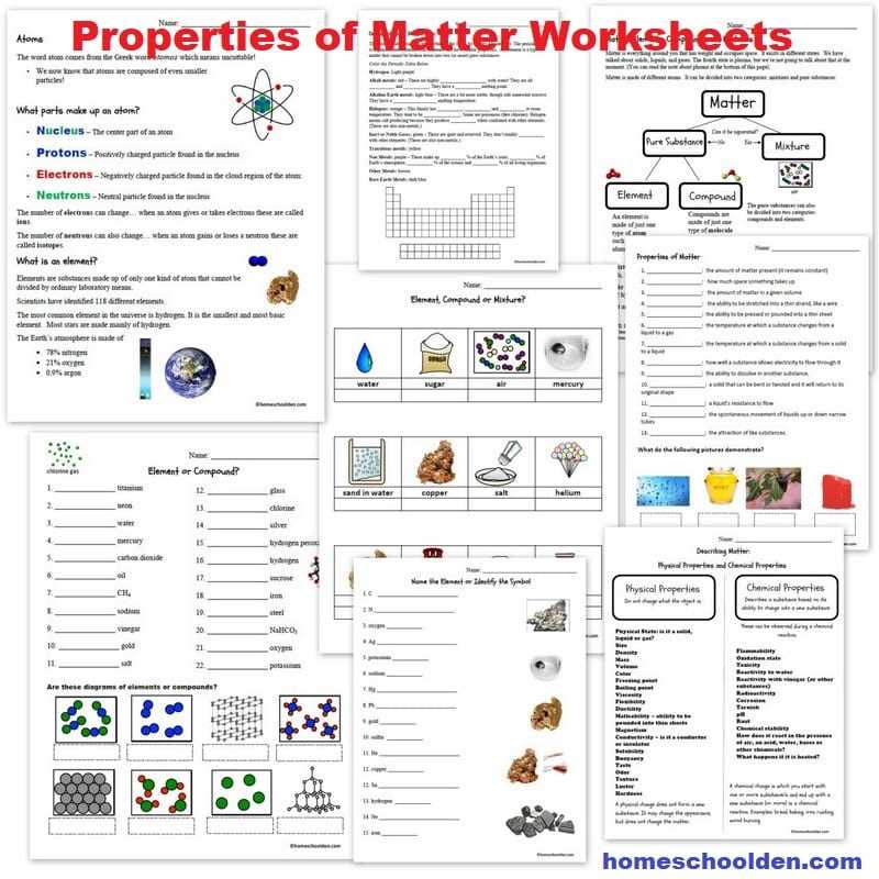 physical chemical properties worksheet