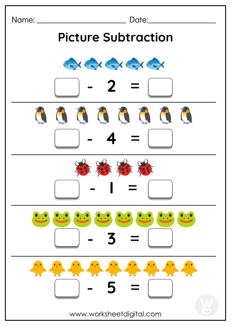 picture subtraction worksheets