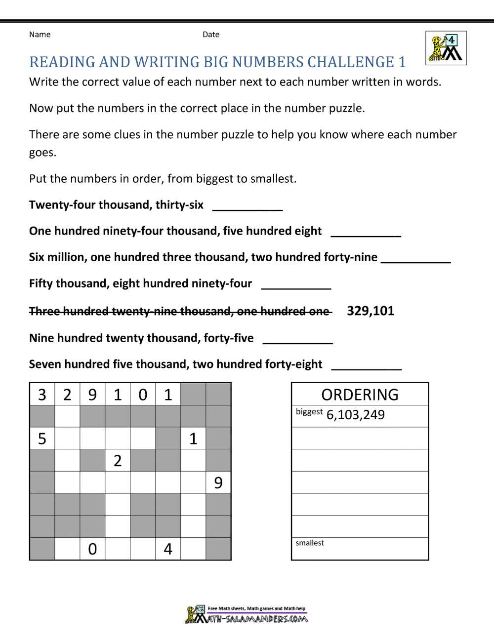 place value through millions worksheets