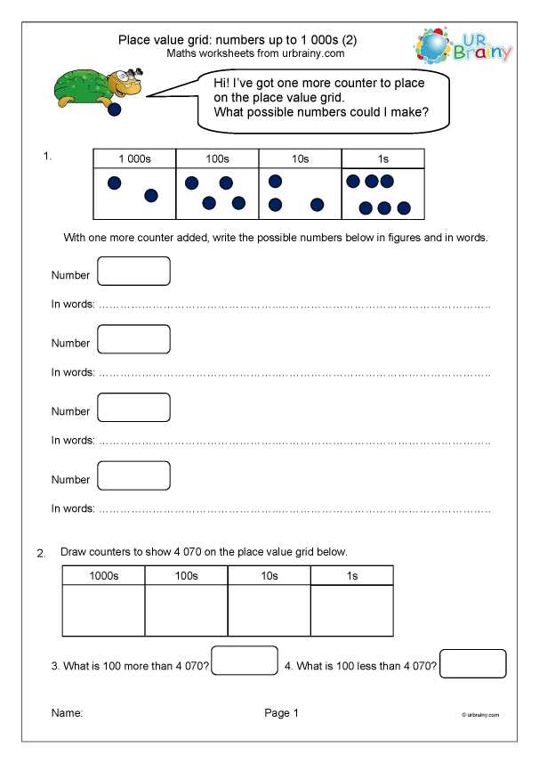 place value to 1000 worksheets