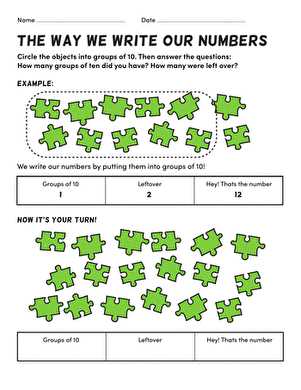 place value worksheets kindergarten