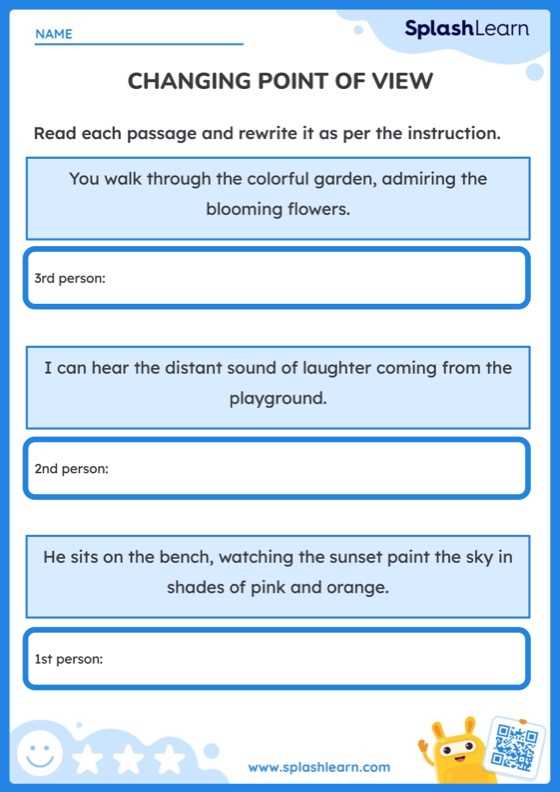 point of view worksheet 3rd grade