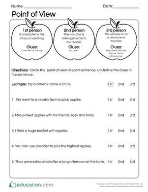 point of view worksheets 3rd grade