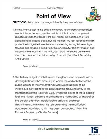 point of view worksheets 3rd grade