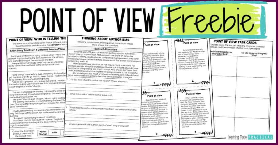 point of view worksheets 4th grade