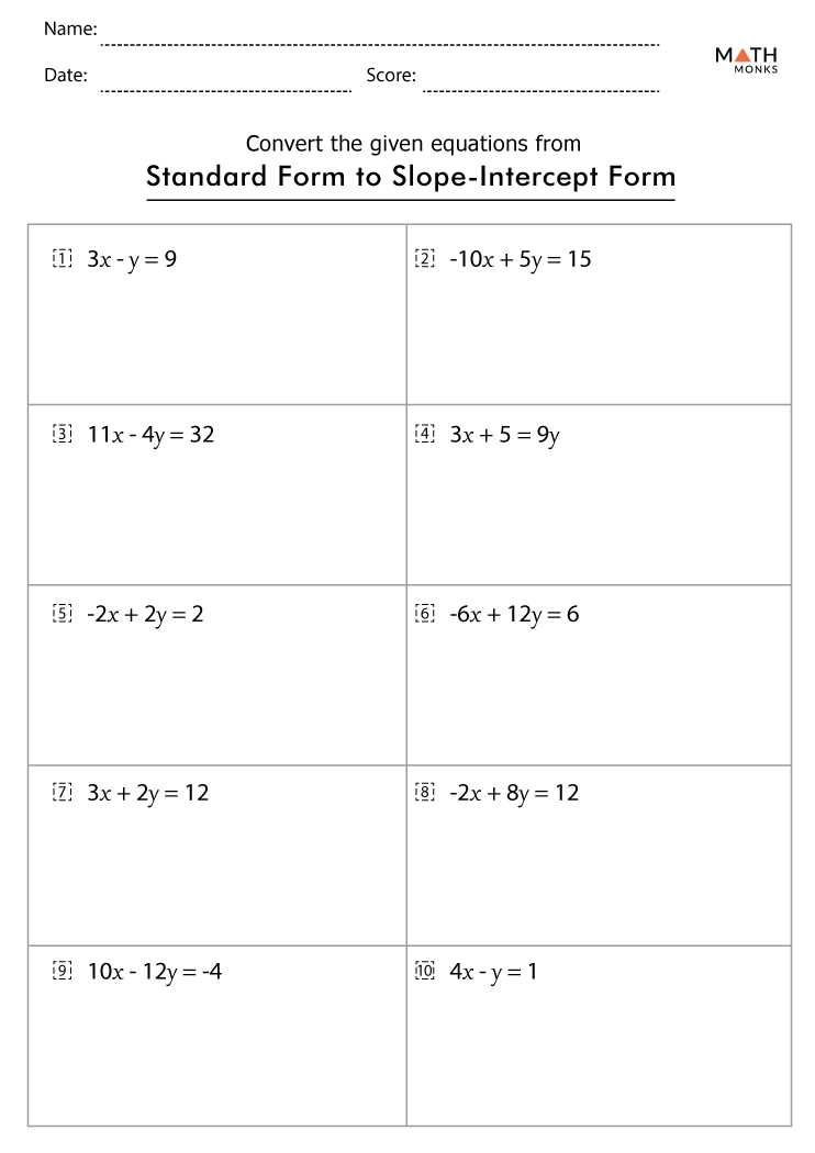 point slope form worksheet