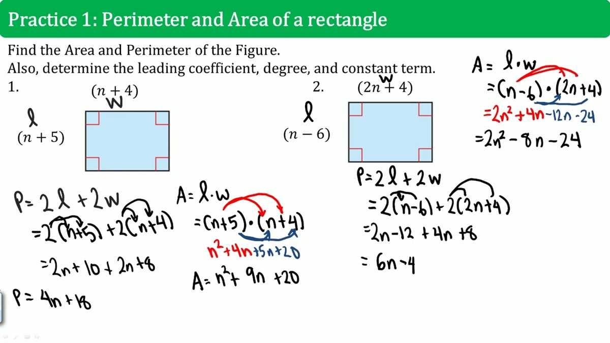 polynomials area and perimeter worksheet