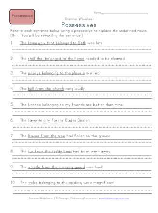 possessive nouns worksheet