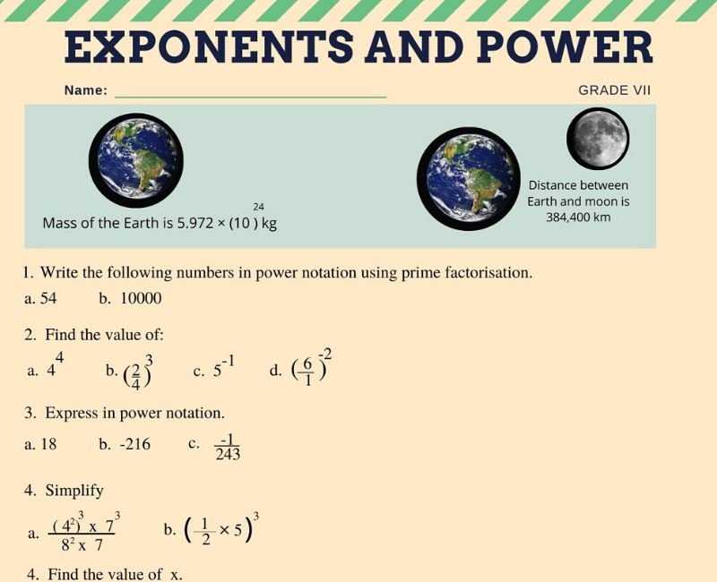 power of a power worksheet
