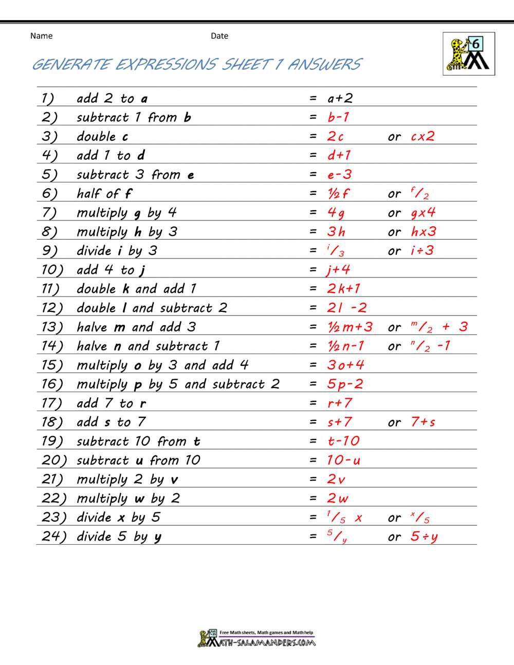pre algebra worksheets grade 7
