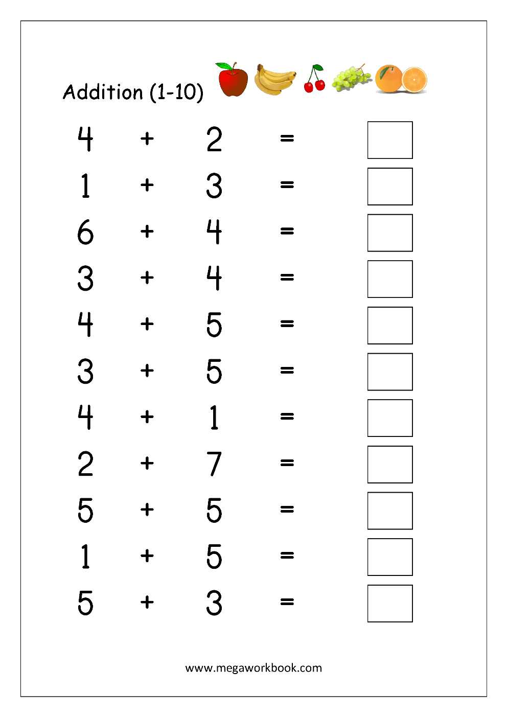 pre k worksheets addition