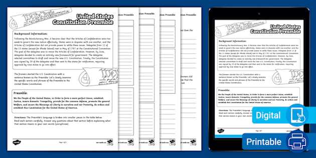 preamble worksheet