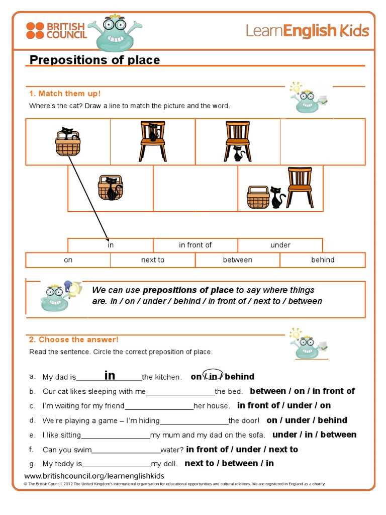 preposition of location worksheet
