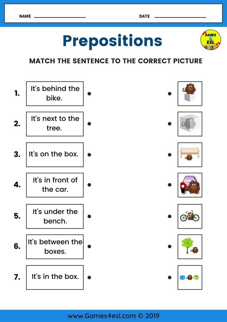 preposition worksheets