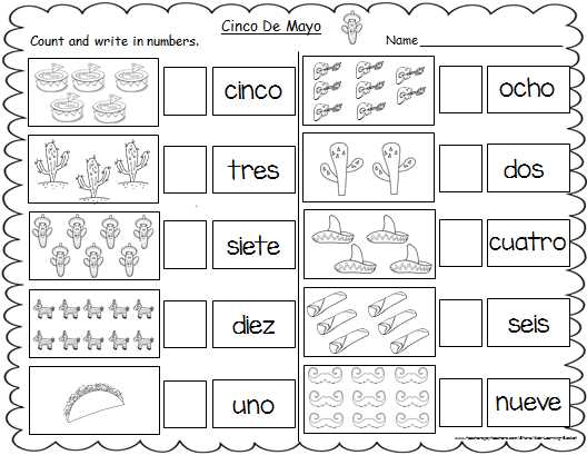 preschool spanish worksheets