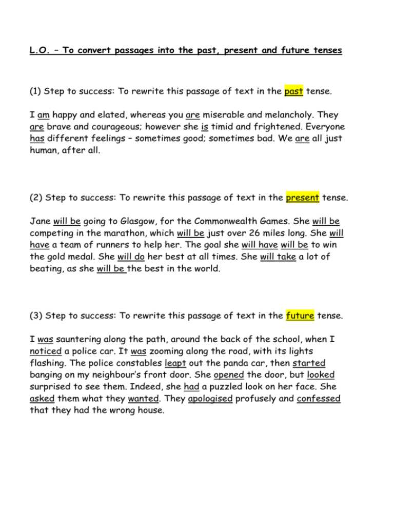 present future and past tense worksheets