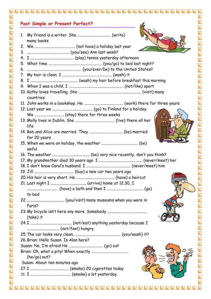 present perfect worksheets