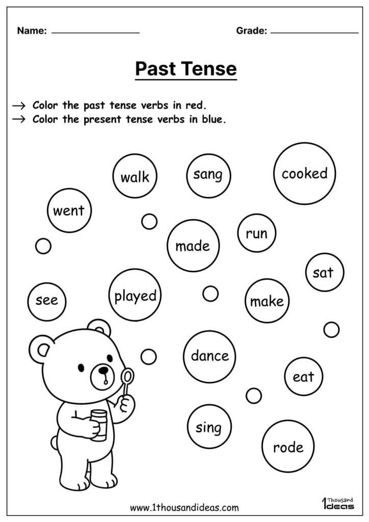 present tense and past tense worksheet