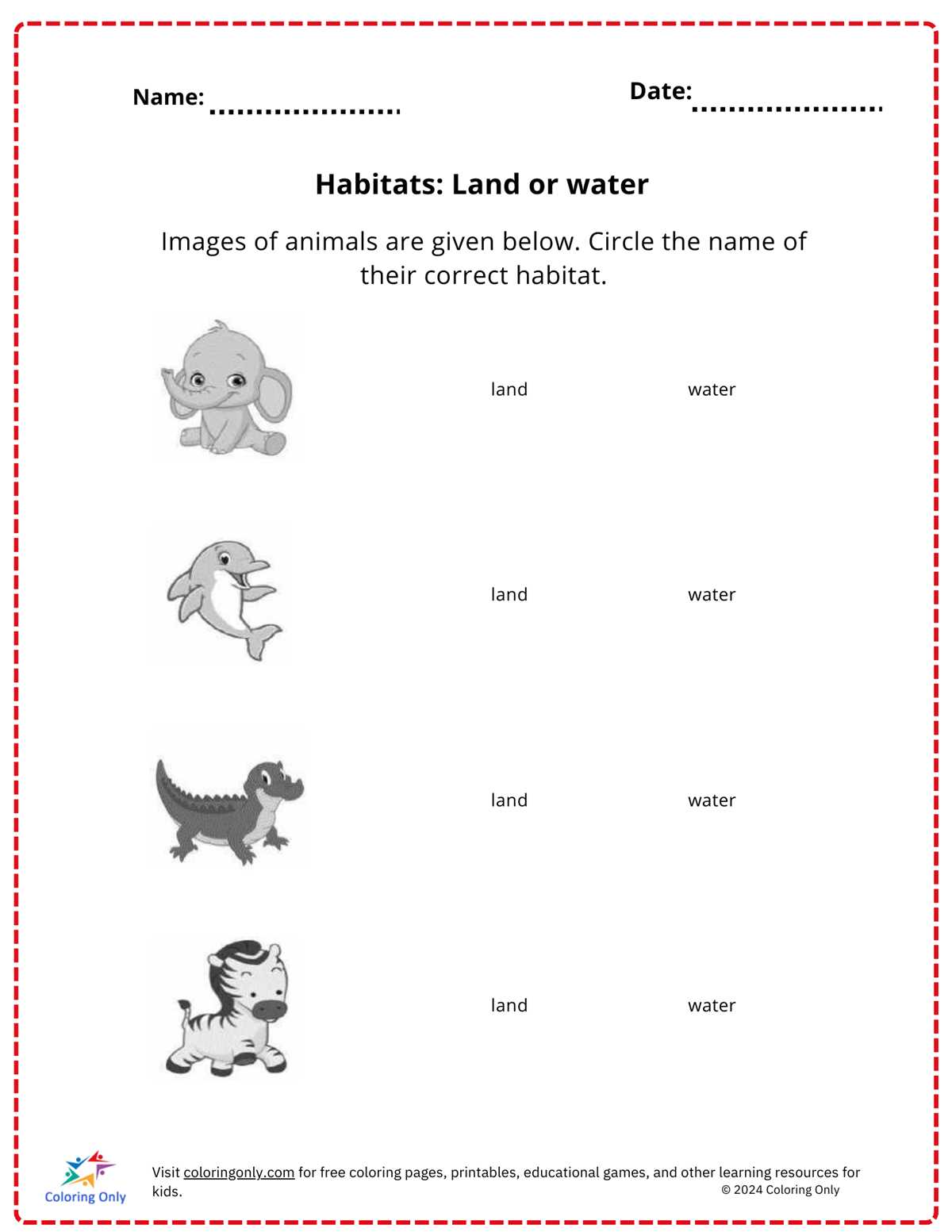 printable animal habitats worksheets