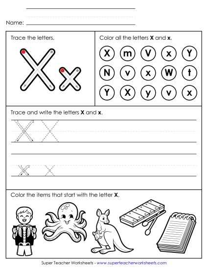 printable letter x worksheets for preschoolers