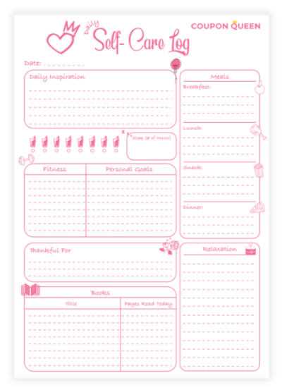 printable self care plan worksheet