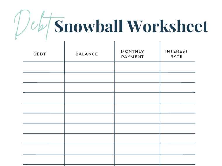 printable snowball debt worksheet