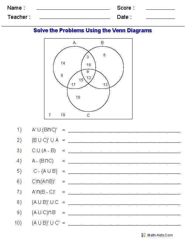 probability venn diagram worksheet